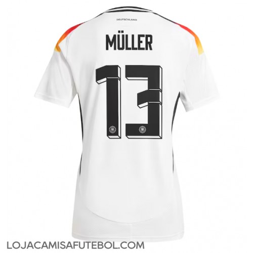 Camisa de Futebol Alemanha Thomas Muller #13 Equipamento Principal Mulheres Europeu 2024 Manga Curta